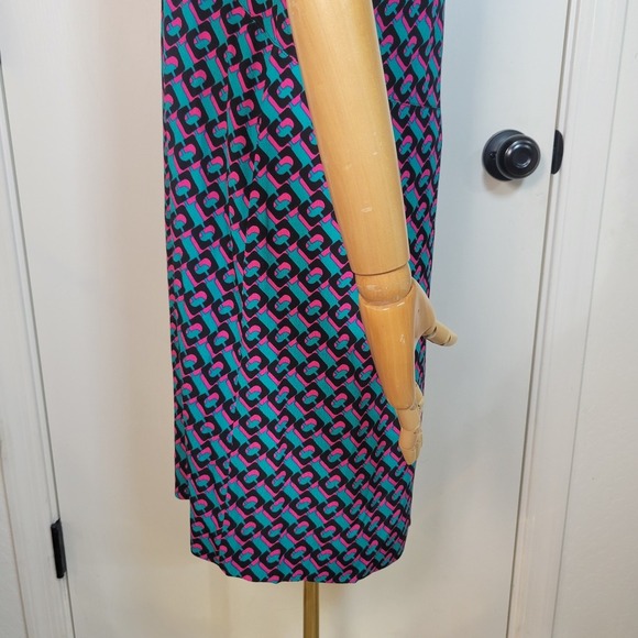 Diane Von Furstenberg Carlotta T-Shirt Dress Soft Abstract Print Midi Size M - Picture 6 of 12